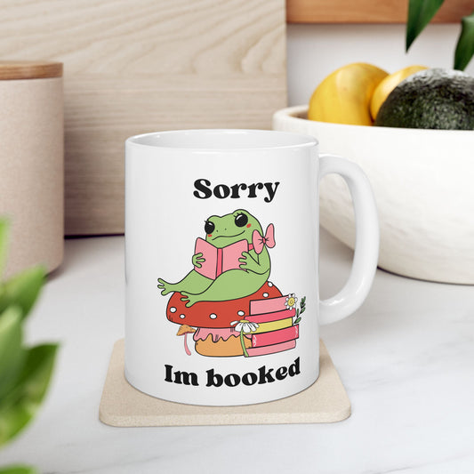 Sorry I'm Booked Ceramic Mug-Cozy Cute Bookish Cup