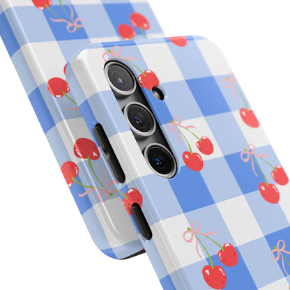 Blue Checkered Cherry Phone Case