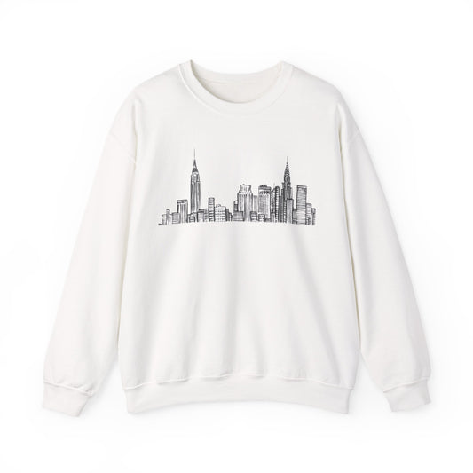 New York State of Mind-NYC Skyline Cozy Crewneck-Gossip Girl Pop Culture Apparel