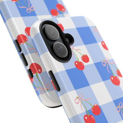 Blue Checkered Cherry Phone Case