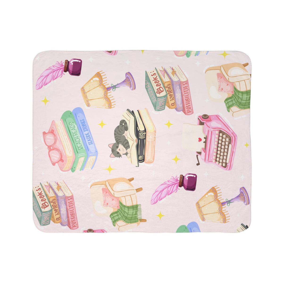 Cozy Reader Sherpa Fleece Blanket-Pink