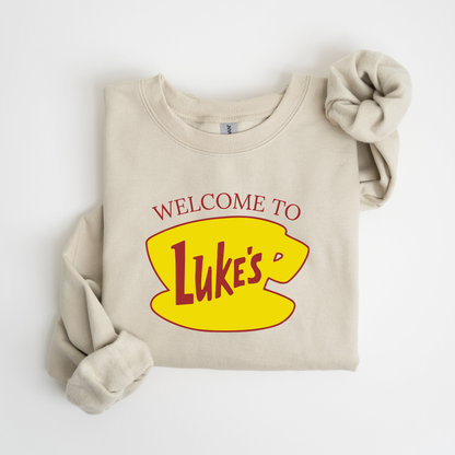 Luke's Diner Coffee Lover Crewneck Sweatshirt-Welcome to Luke's Stars Hollow-Gilmore Girls