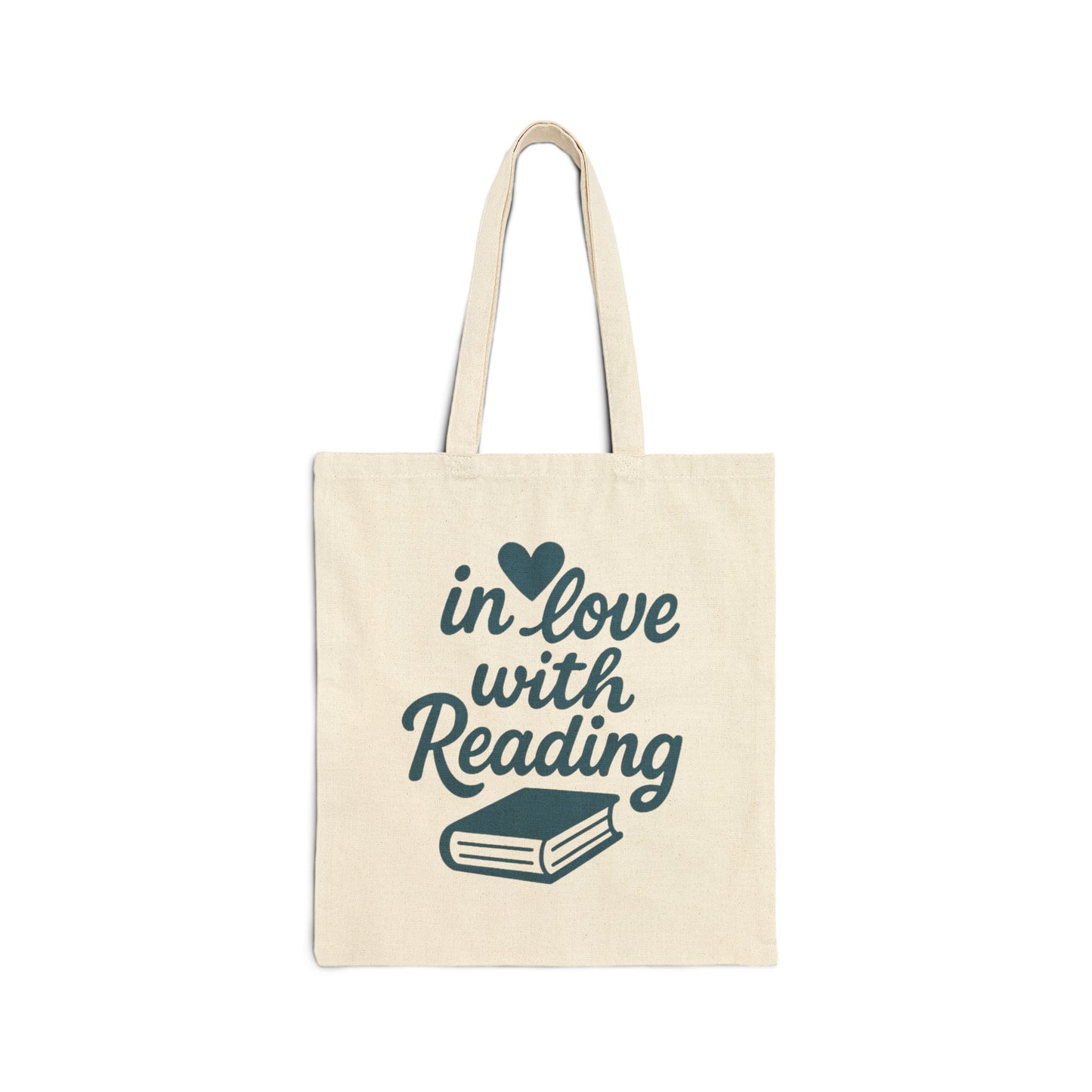 Reading Tote Bag — "In Love With Reading" Canvas Book Lover Tote
