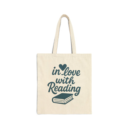 Reading Tote Bag — "In Love With Reading" Canvas Book Lover Tote