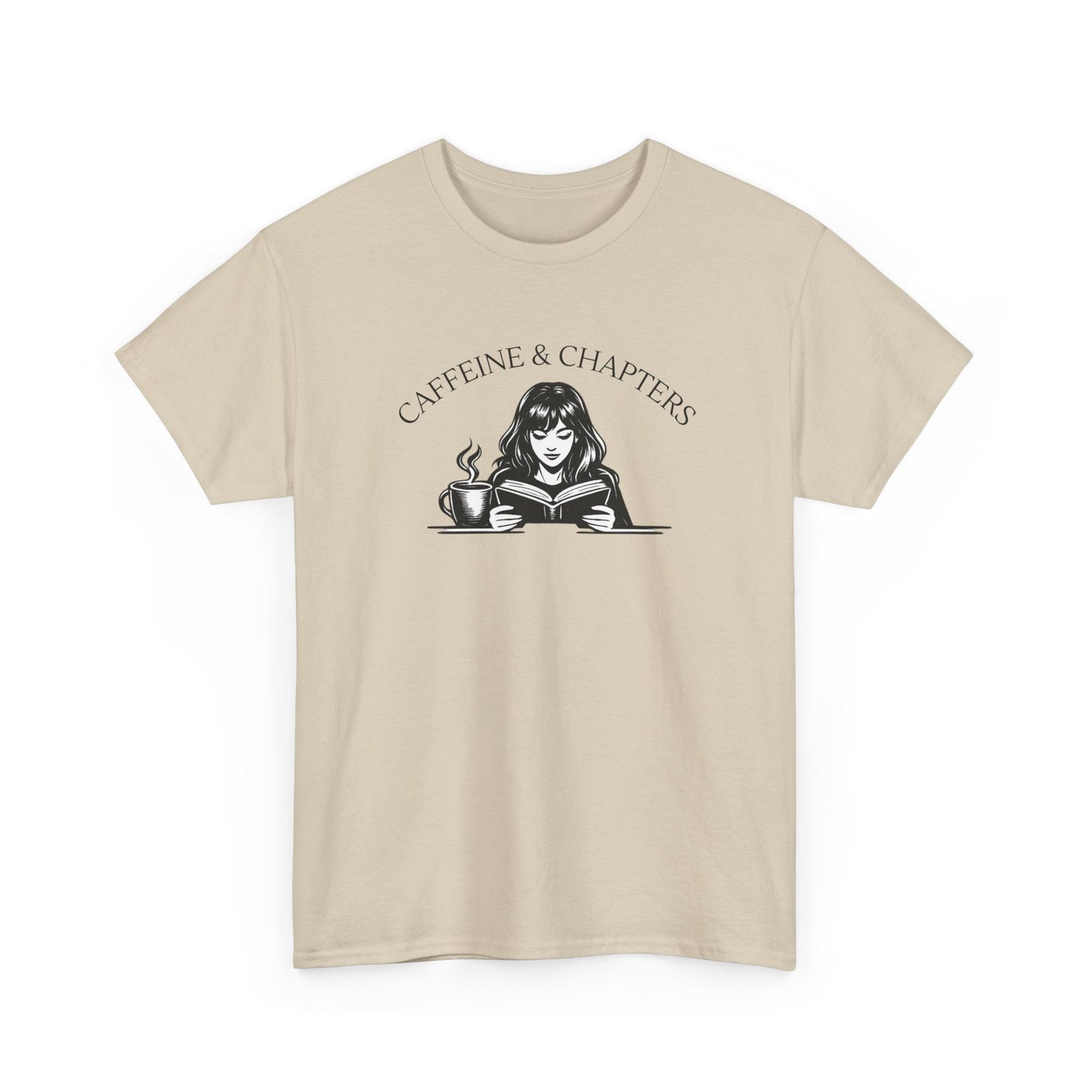 Caffeine & Chapters Tee — Coffee Lover Bookworm T‑Shirt