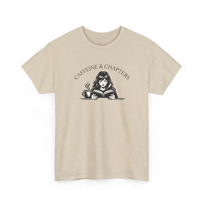 Caffeine & Chapters Tee — Coffee Lover Bookworm T‑Shirt