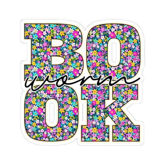 Floral Book Worm Sticker