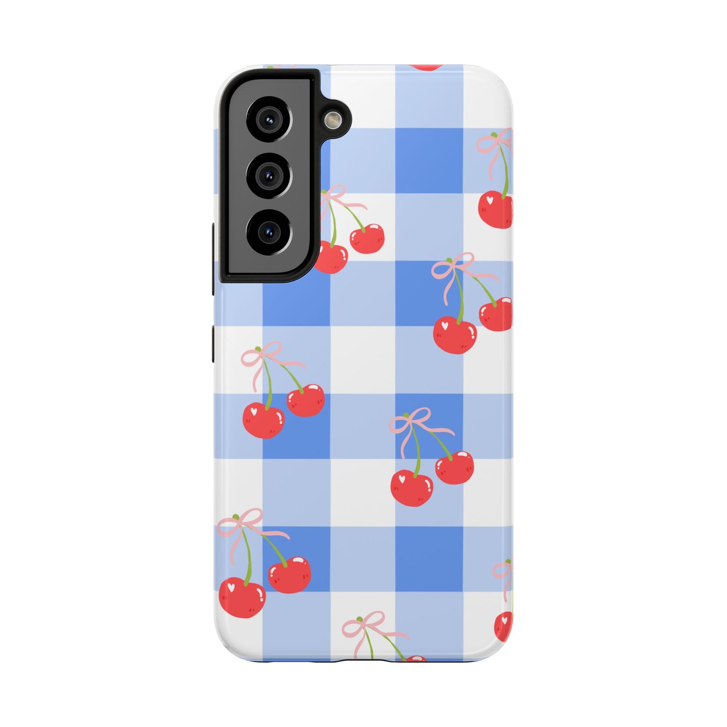 Blue Checkered Cherry Phone Case