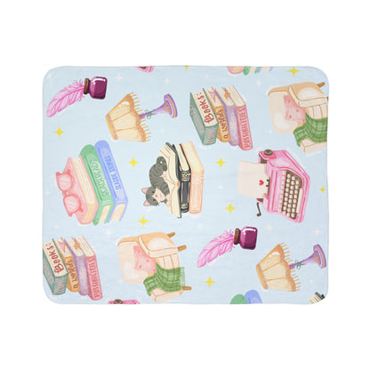 Cozy Reader Sherpa Fleece Blanket-Blue
