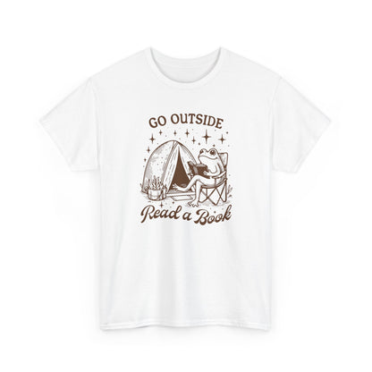 Go Outside, Read a Book Tee-Frog Bookish T-Shirt
