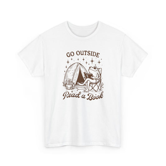 Go Outside, Read a Book Tee-Frog Bookish T-Shirt
