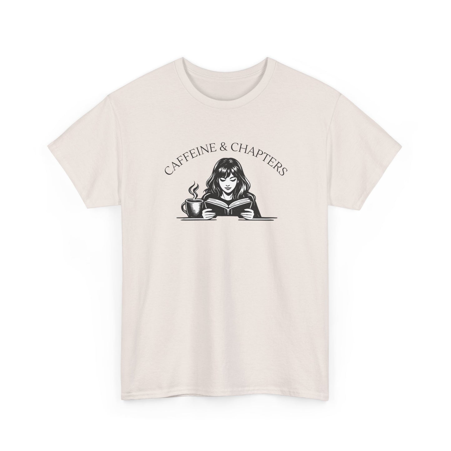 Caffeine & Chapters Tee — Coffee Lover Bookworm T‑Shirt