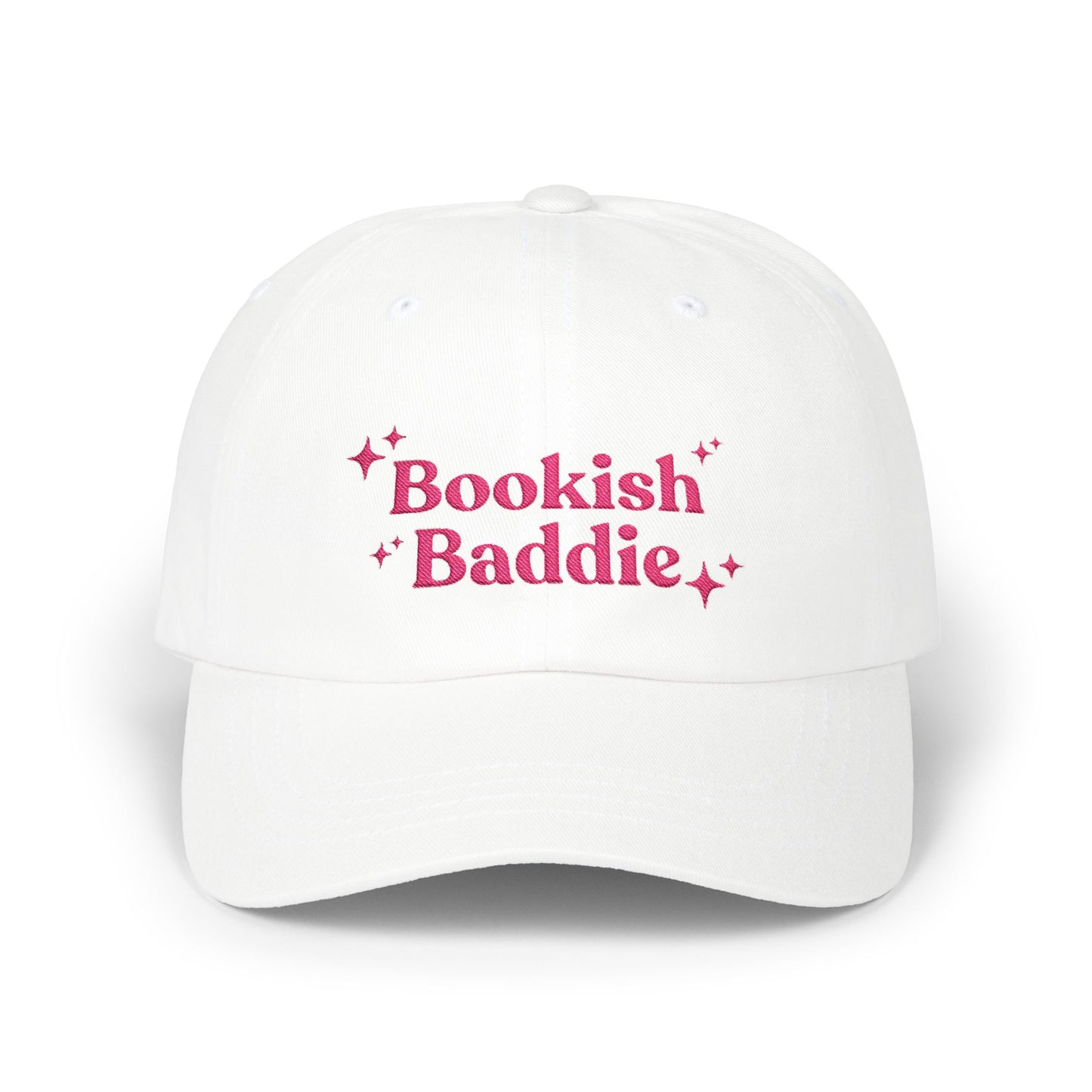 Bookish Baddie Embroidered Baseball Cap-Pink