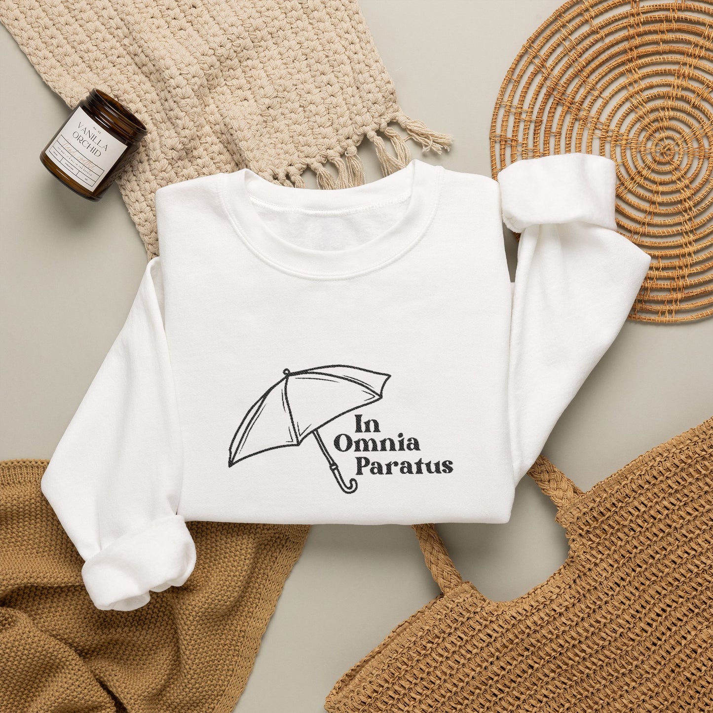 In Omnia Paratus Embroidered Crewneck Sweatshirt-Gilmore Girls