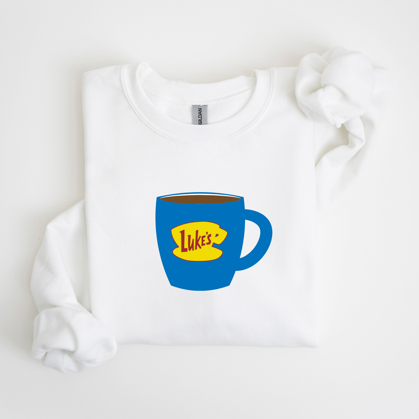 Luke's Blue Coffee Cup Crewneck Sweatshirt-Cozy Gilmore Girls Apparel