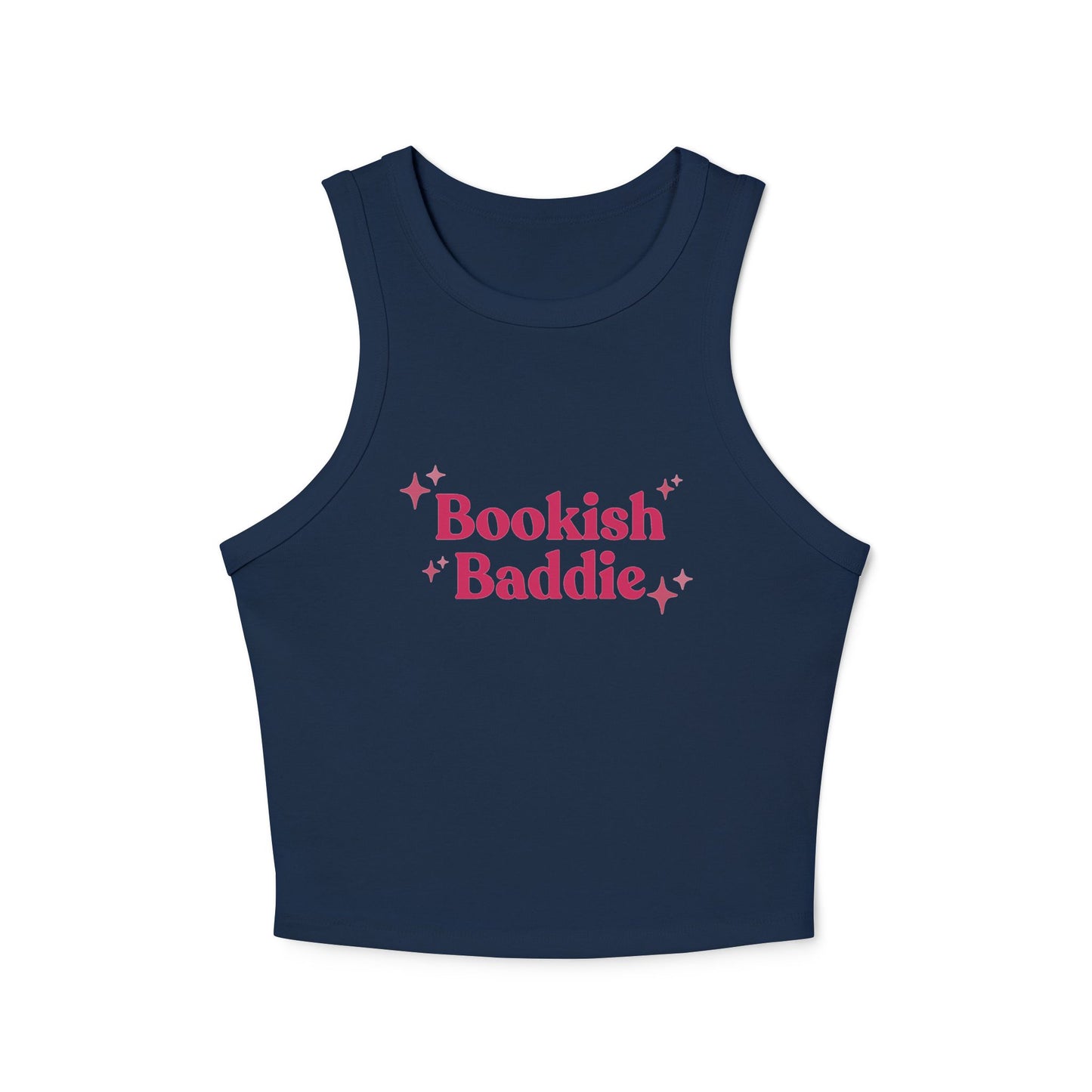 Bookish Baddie Rib Racer Tank Top-Pink Font