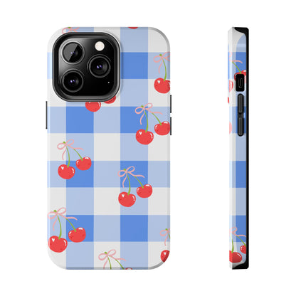 Blue Checkered Cherry Phone Case