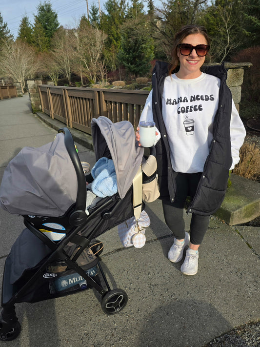 Mama Needs Coffee Crewneck Sweatshirt-Cozy Gilmore Girls Coffee Apparel