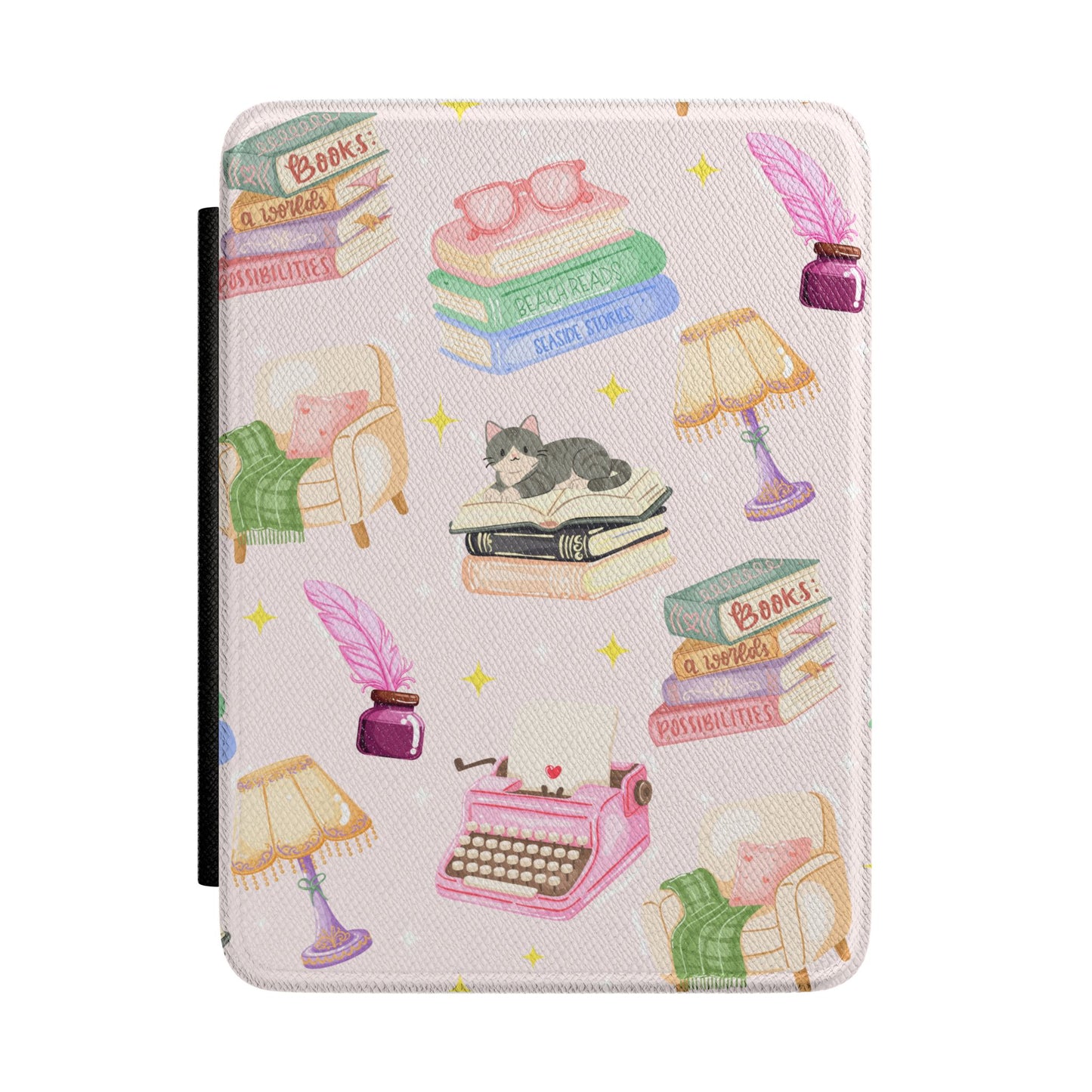 Dreamy Book Lover Pink Leatherette Kindle Paperwhite Case