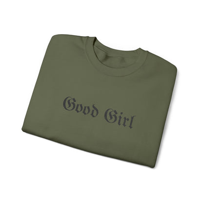 Good Girl Embroidered Crewneck Sweatshirt-Black Font