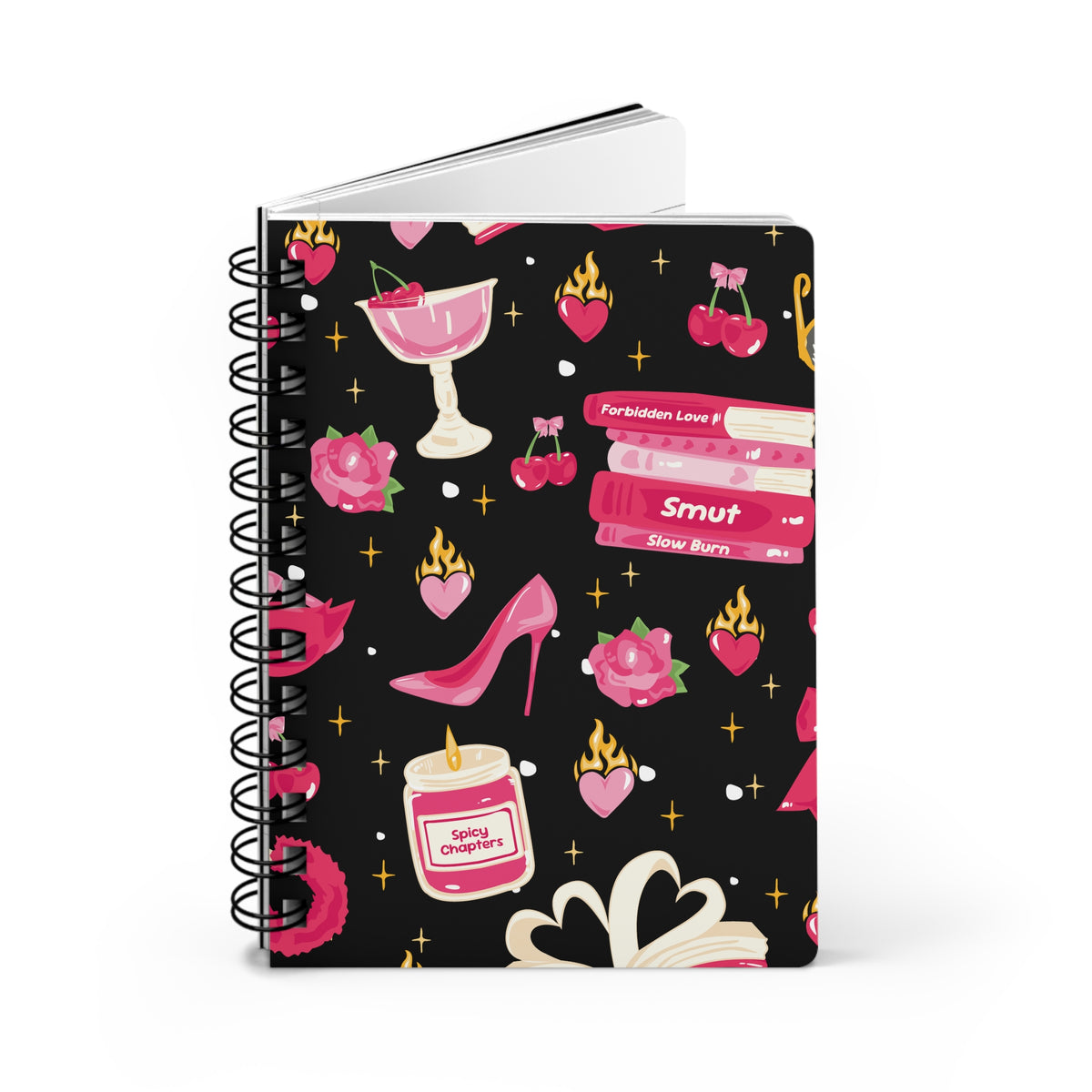 Spicy Chapters Bookish Spiral Notebook-Black