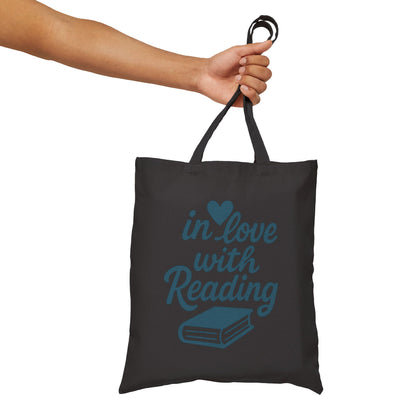 Reading Tote Bag — "In Love With Reading" Canvas Book Lover Tote