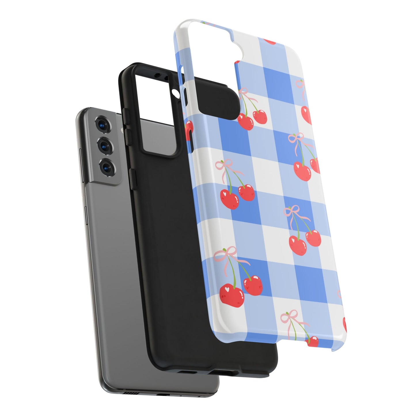 Blue Checkered Cherry Phone Case