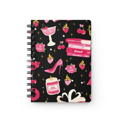 Spicy Chapters Bookish Spiral Notebook-Black