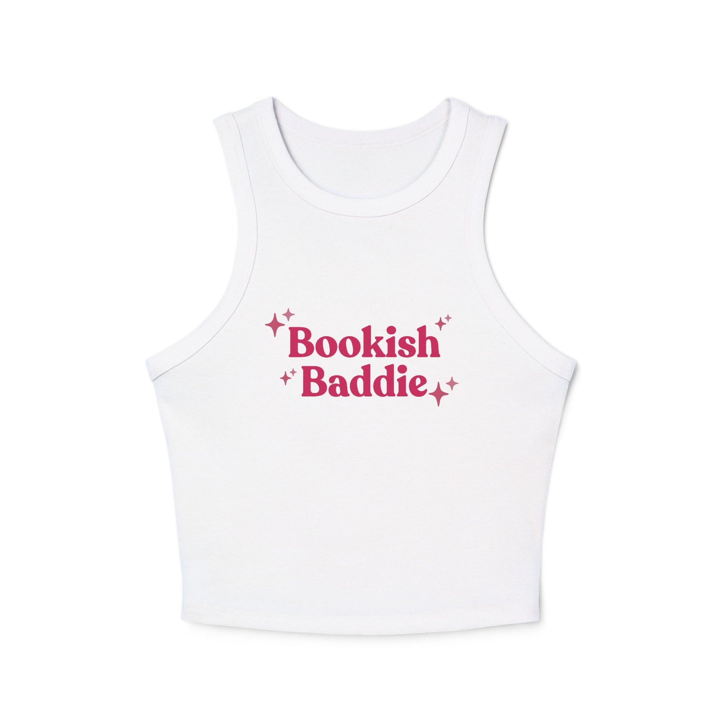 Bookish Baddie Rib Racer Tank Top-Pink Font