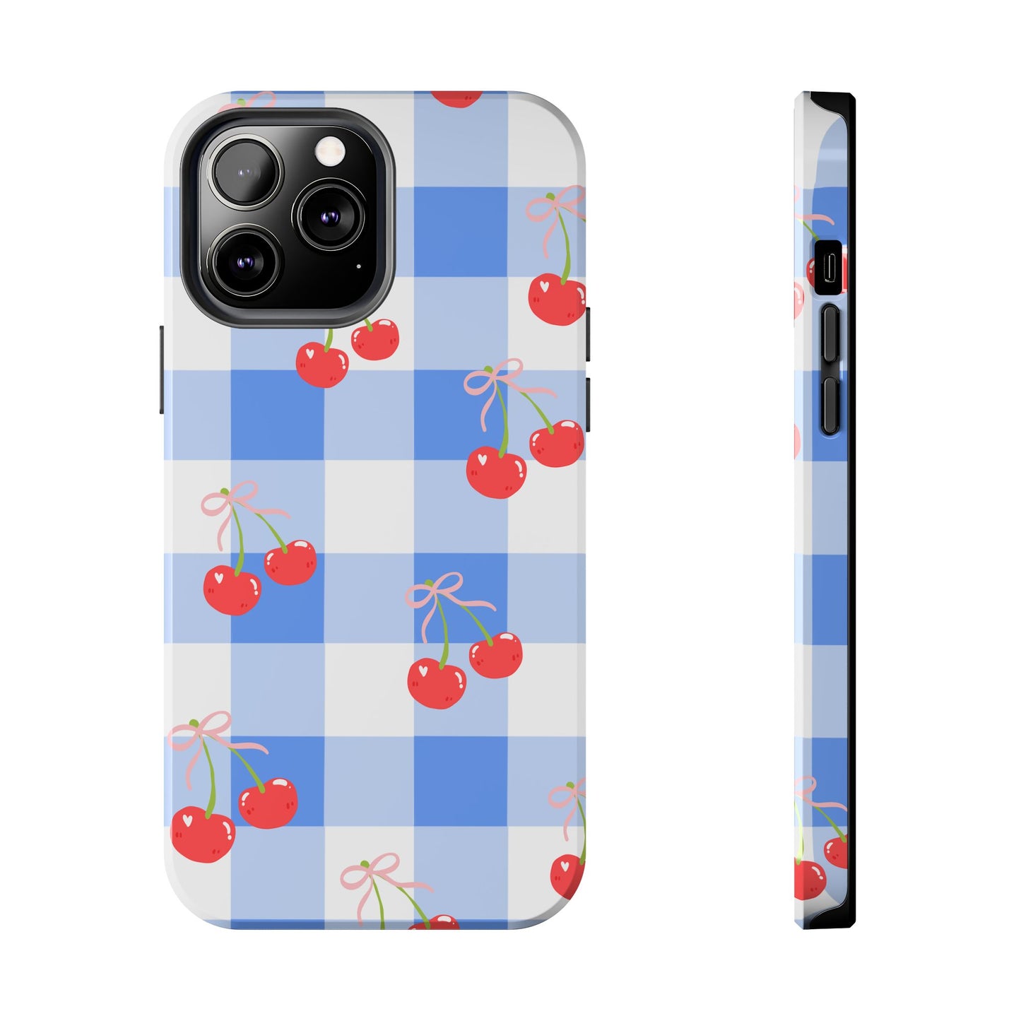 Blue Checkered Cherry Phone Case