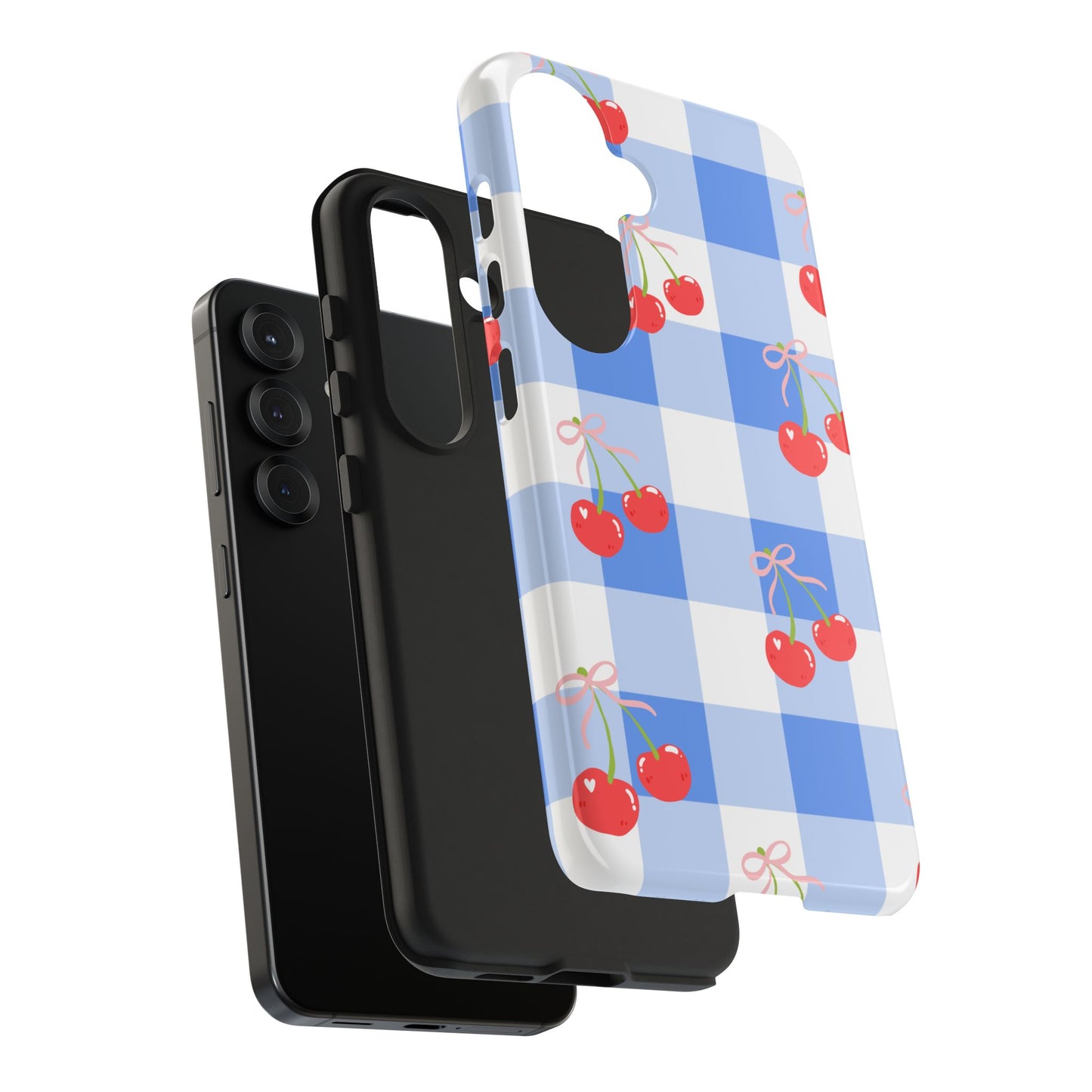 Blue Checkered Cherry Phone Case