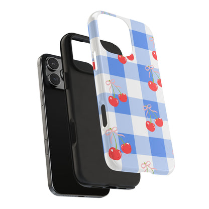 Blue Checkered Cherry Phone Case