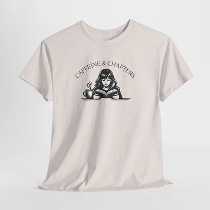 Caffeine & Chapters Tee — Coffee Lover Bookworm T‑Shirt