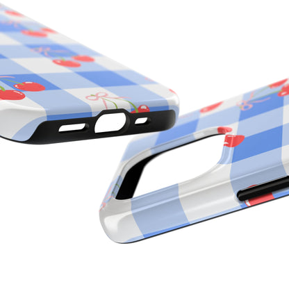 Blue Checkered Cherry Phone Case