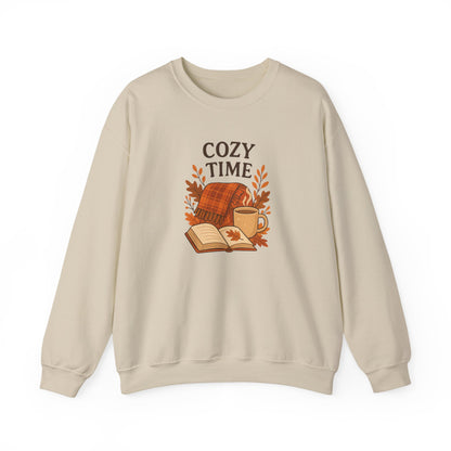Cozy Time Crewneck Autumn Crewneck-Fall Book & Coffee Lovers