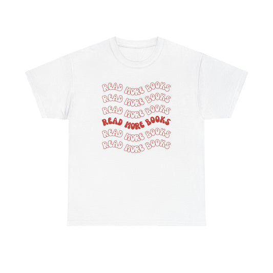Read More Books T-Shirt Red — Retro Graphic Tee for Book Lovers