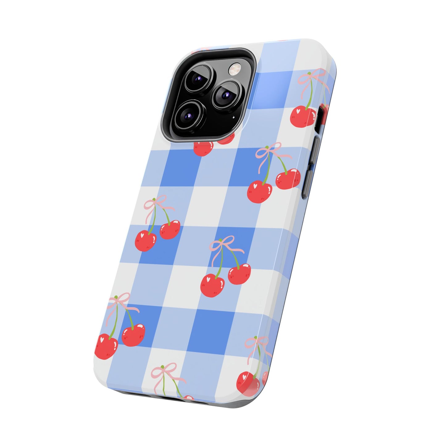 Blue Checkered Cherry Phone Case