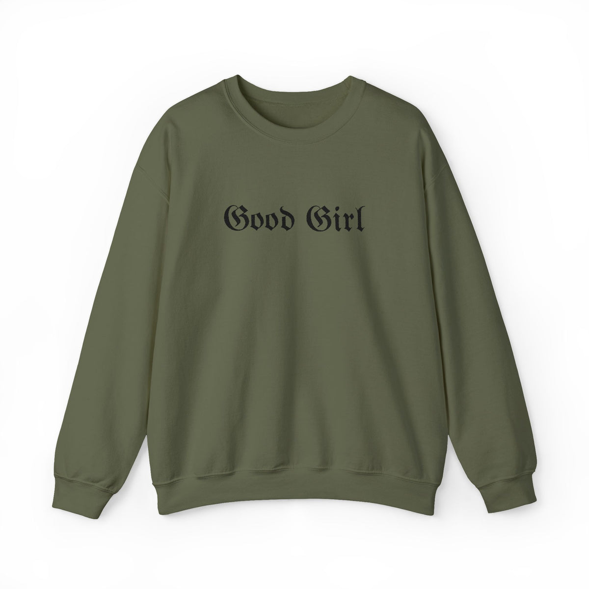 Good Girl Embroidered Crewneck Sweatshirt-Black Font