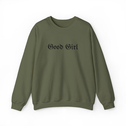 Good Girl Embroidered Crewneck Sweatshirt-Black Font