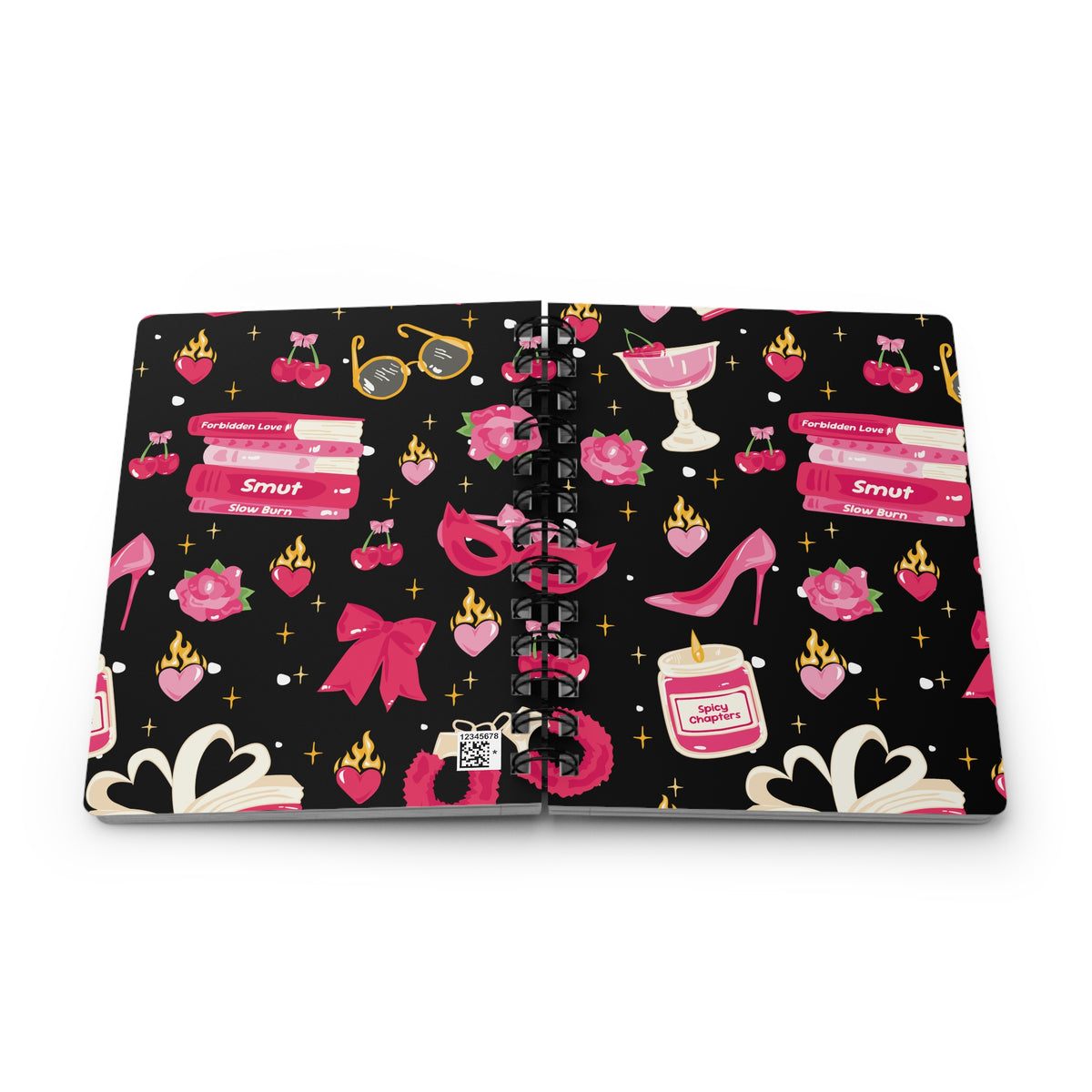 Spicy Chapters Bookish Spiral Notebook-Black