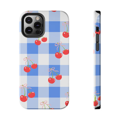 Blue Checkered Cherry Phone Case