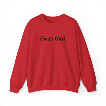 Good Girl Embroidered Crewneck Sweatshirt-Black Font
