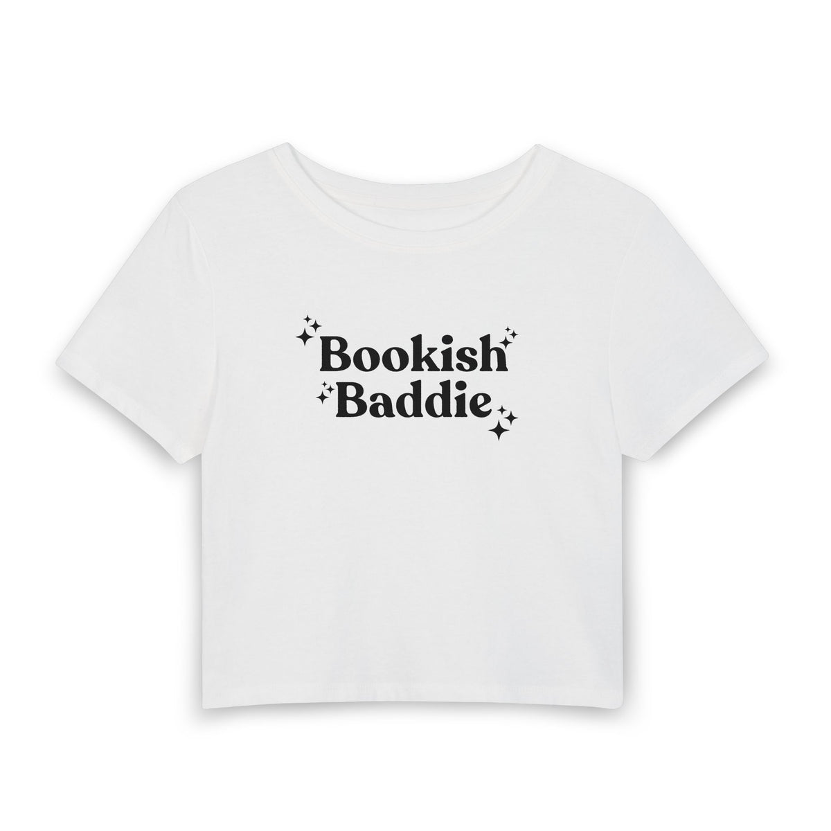 Bookish Baddie Cropped Tee-Black Font