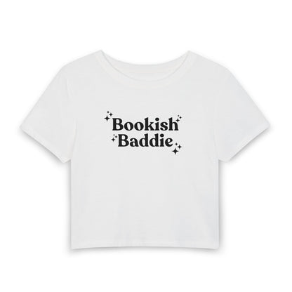 Bookish Baddie Cropped Tee-Black Font