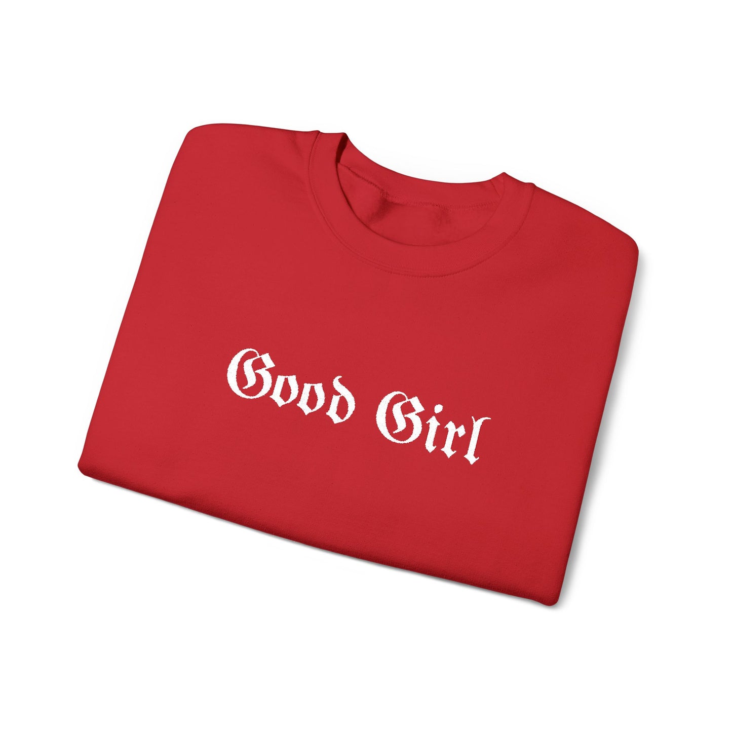 Good Girl Embroidered Crewneck Sweatshirt-White Font
