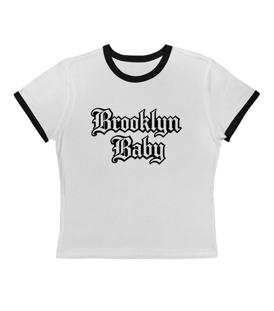 Brooklyn Baby Ringer Tee — Vintage Gossip Girl Cropped T-Shirt