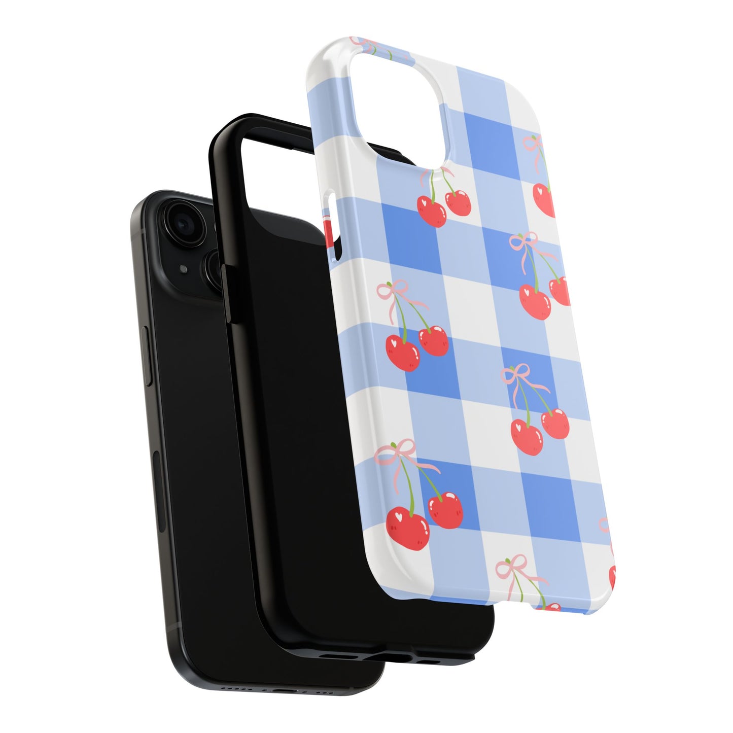 Blue Checkered Cherry Phone Case