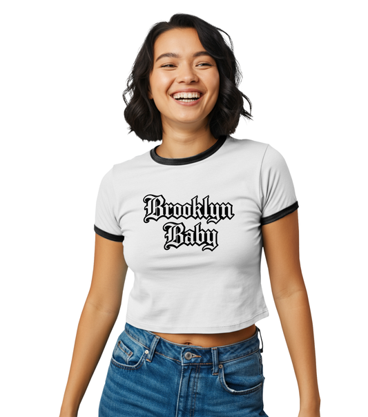 Brooklyn Baby Ringer Tee — Vintage Gossip Girl Cropped T-Shirt