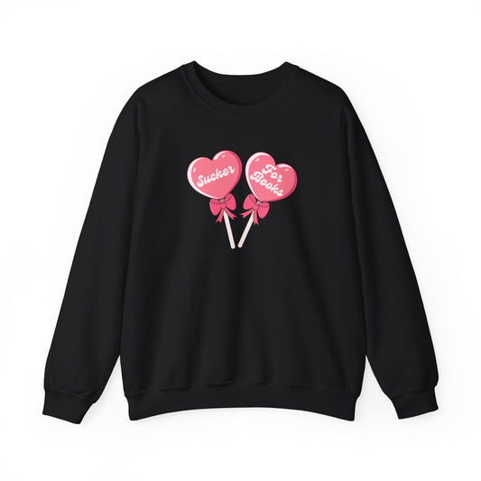 Sucker for Books Crewneck- Valentine Graphic Sweatshirt
