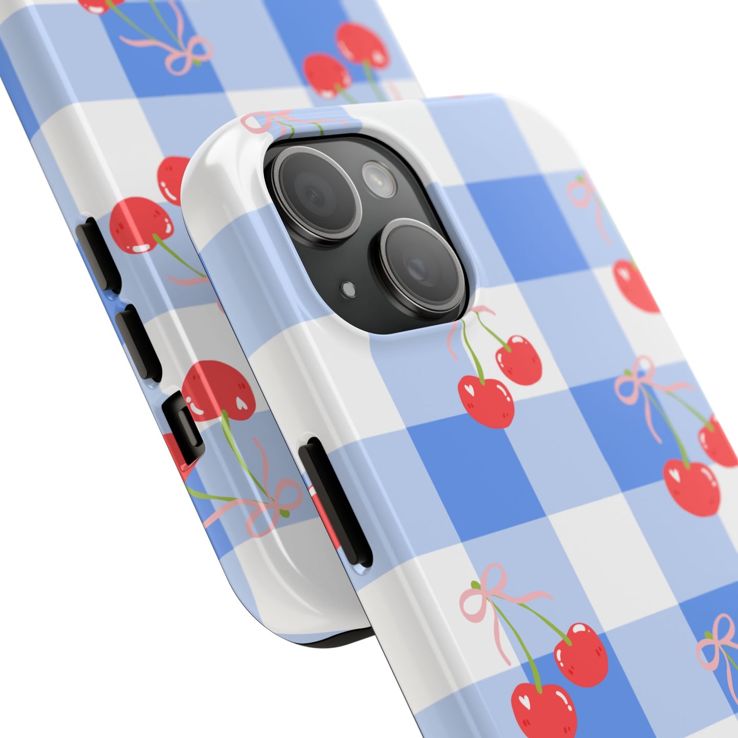 Blue Checkered Cherry Phone Case